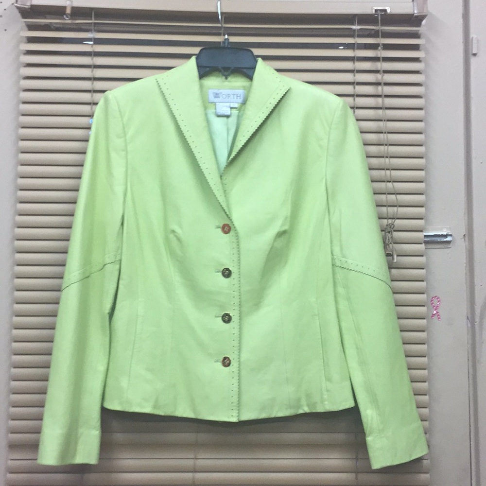 Key lime leather like blazer